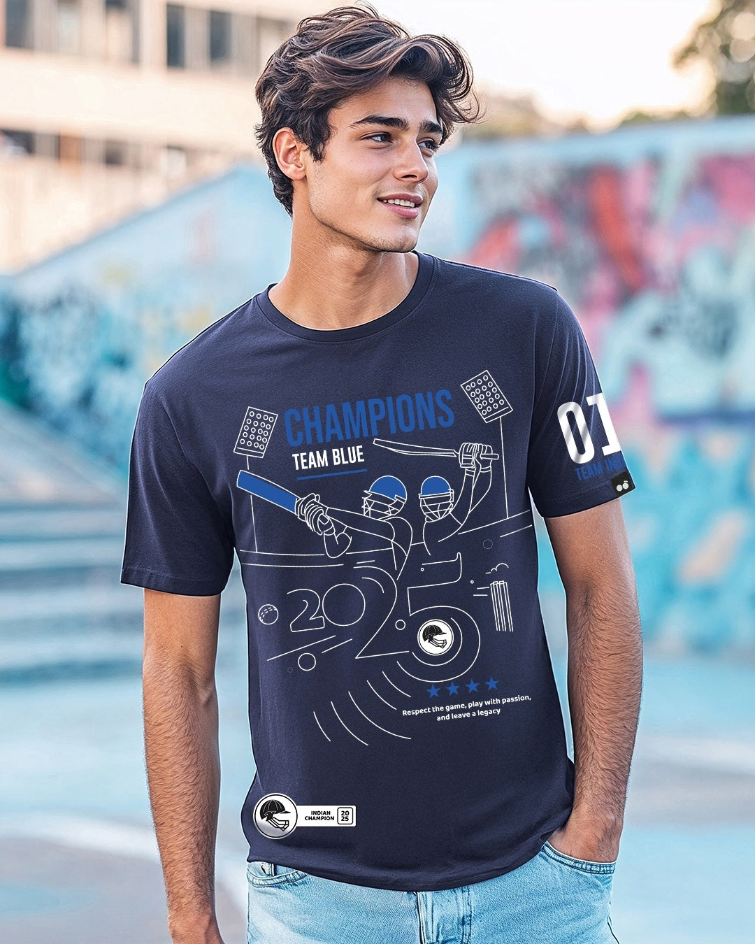 Navy Blue Graphic Printed T-shirt