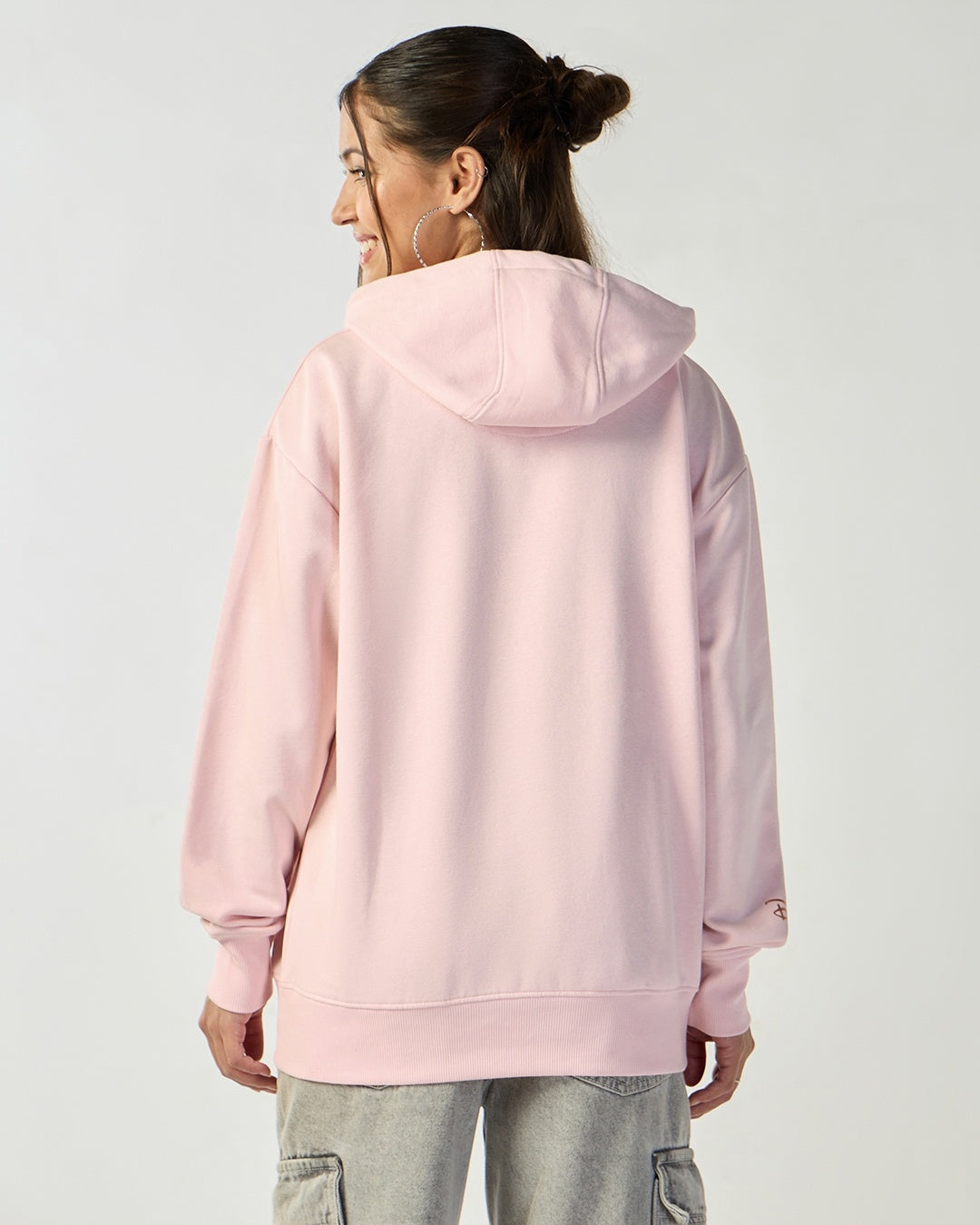 Women's Barely pink Graphic Printed Oversized Hoodies