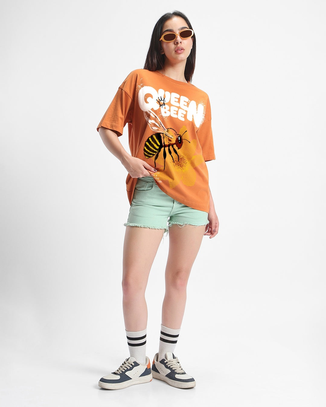 Women's Orange Queen Bee Graphic Printed T-shirt