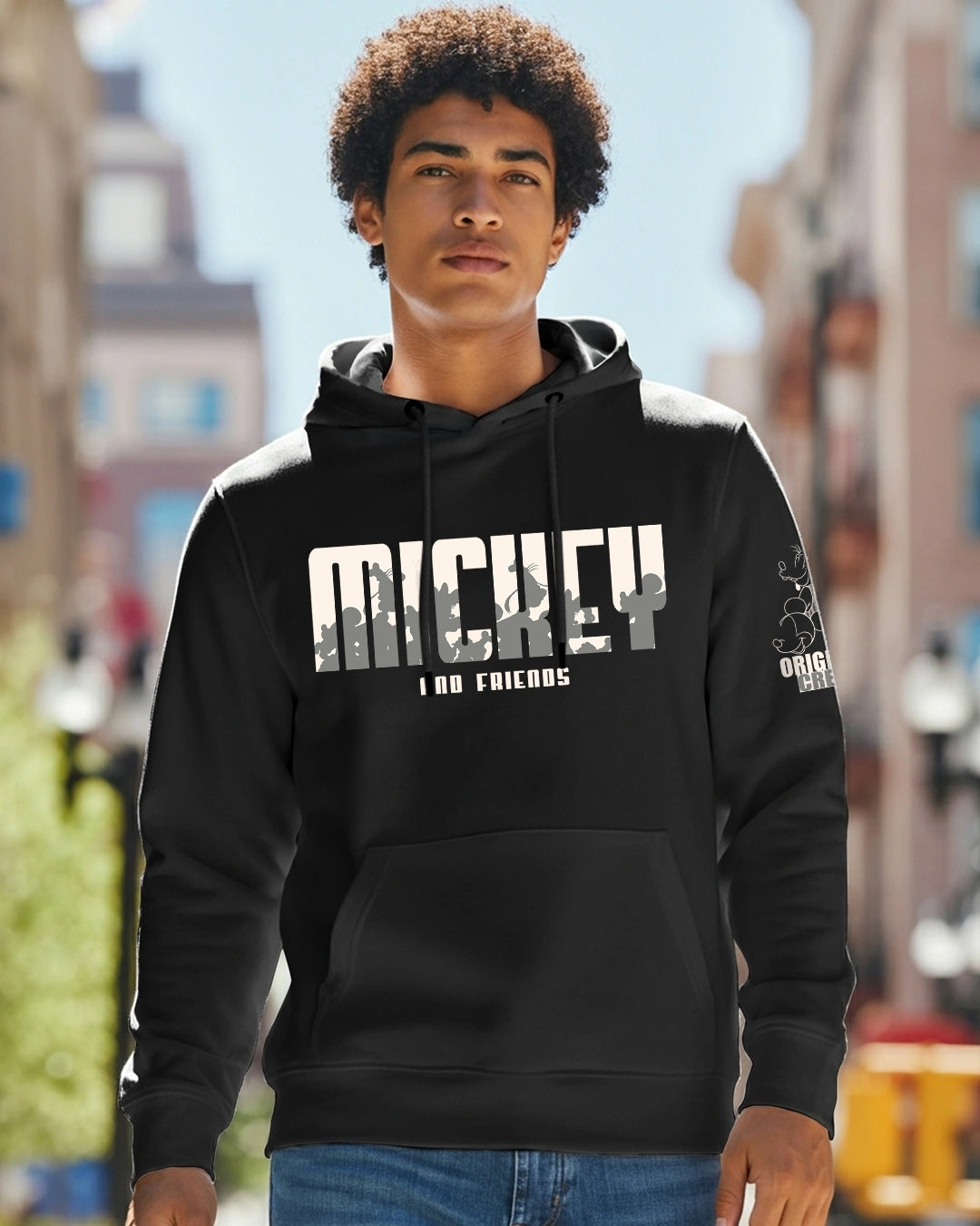 Black Mickey N Friends Graphic Printed Hoodies