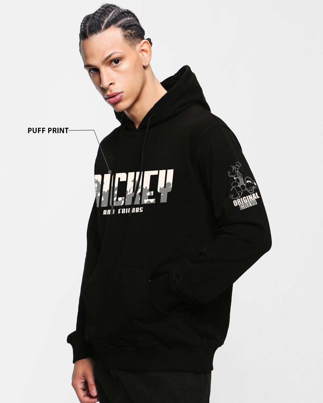 Black Mickey N Friends Graphic Printed Hoodies