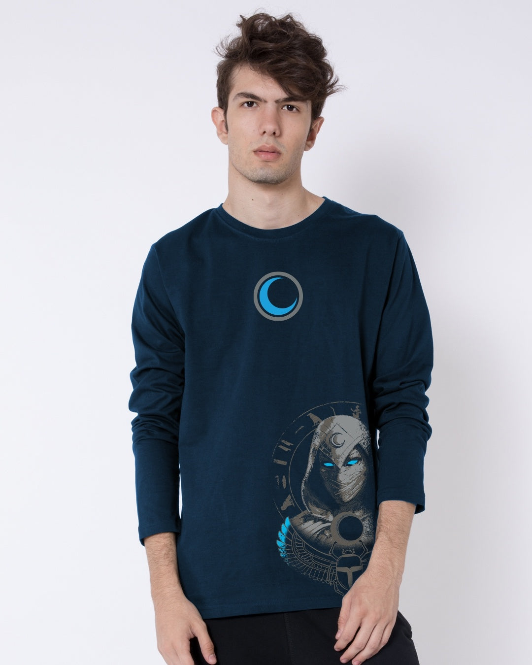 Navy Blue Moon Knight Graphic Printed T-shirt