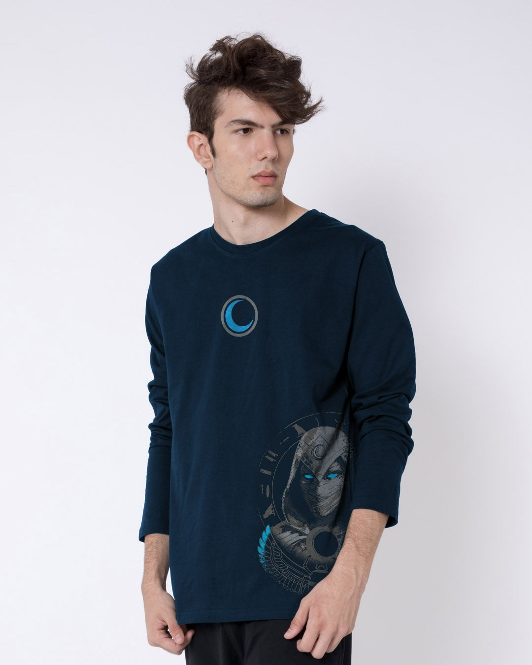 Navy Blue Moon Knight Graphic Printed T-shirt