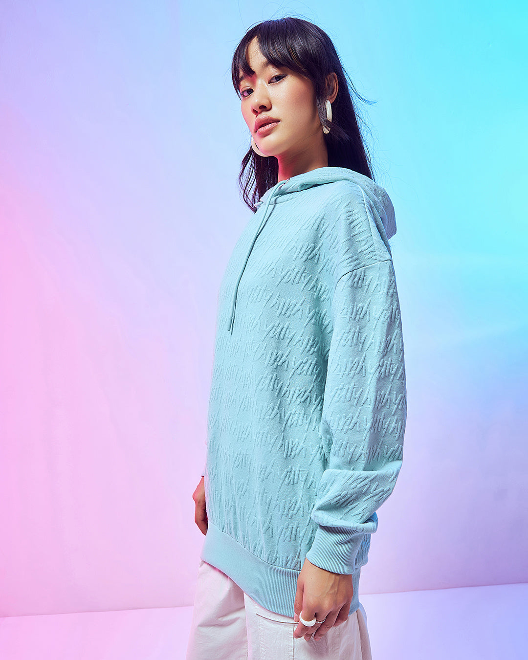 Women's Cyan Oversized Hoodies