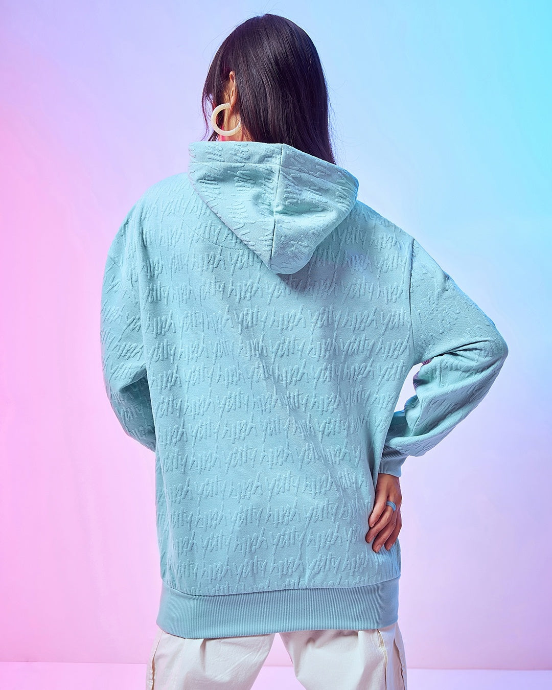 Women's Cyan Oversized Hoodies