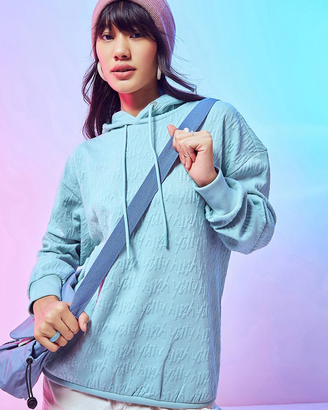 Women's Cyan Oversized Hoodies