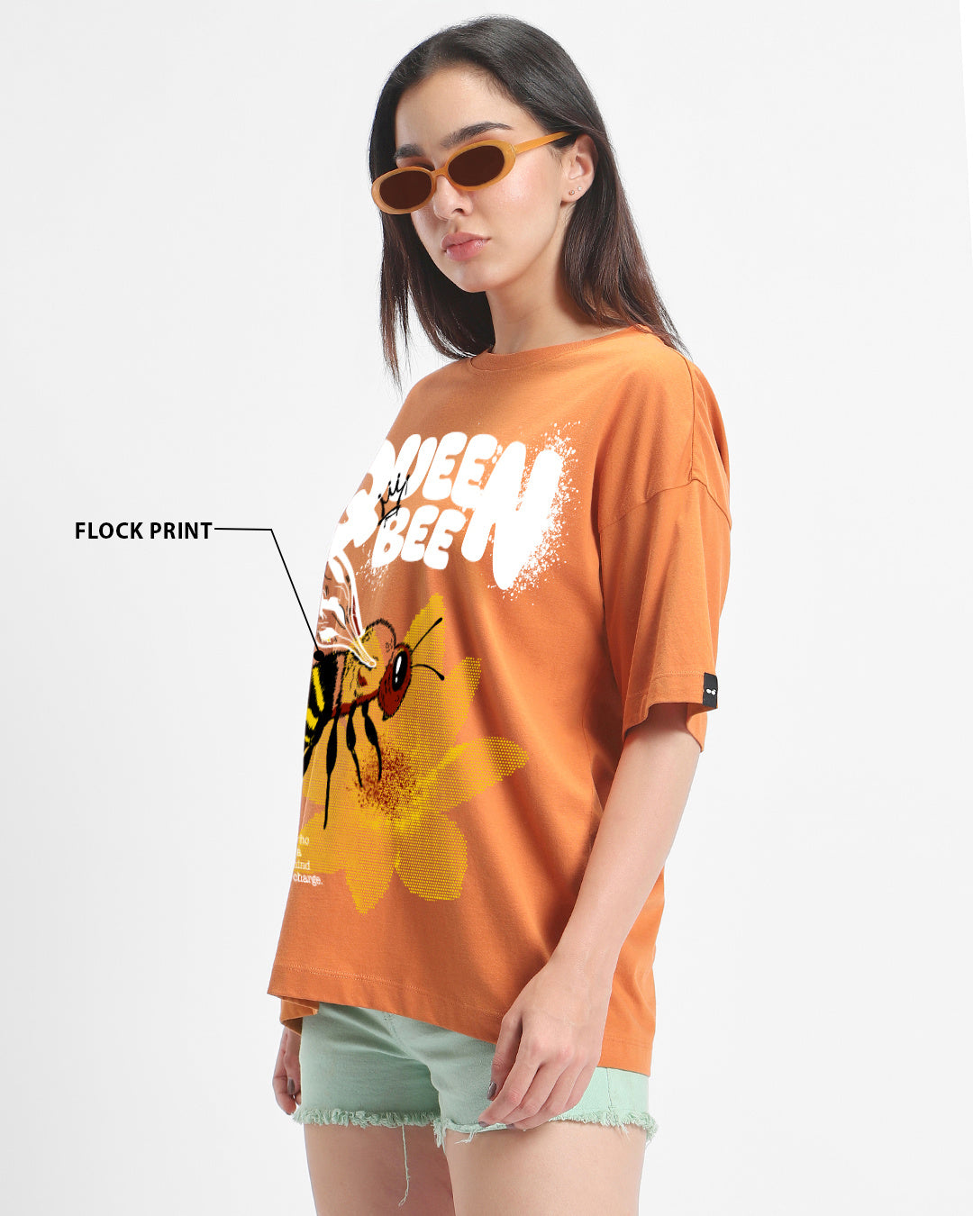 Women's Orange Queen Bee Graphic Printed T-shirt